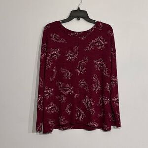 Liz Claiborne | Women’s Scoop Neck Paisley Print Long Sleeve Knit Top Blouse